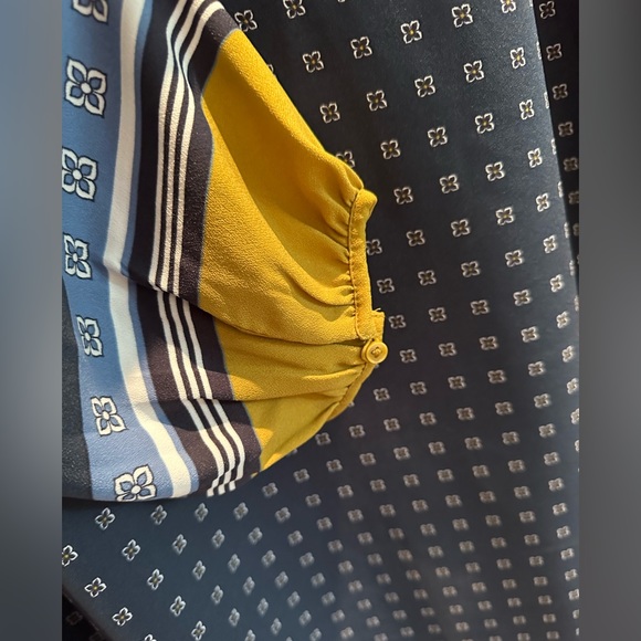 NWT ANN TAYLOR Shift dress with Bishop sleeves, blue geometric detail SIZE 16, - Picture 7 of 8